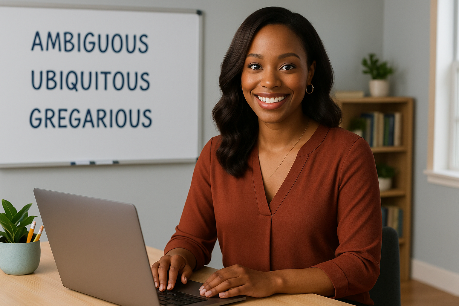 An Educator for EBI poses, an online private microschool for secondary students